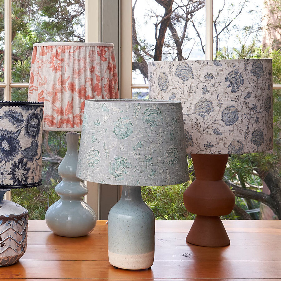 Micky's Crewel Coral Gathered Empire Lampshade - 33cm x 28cm x 30cm ...