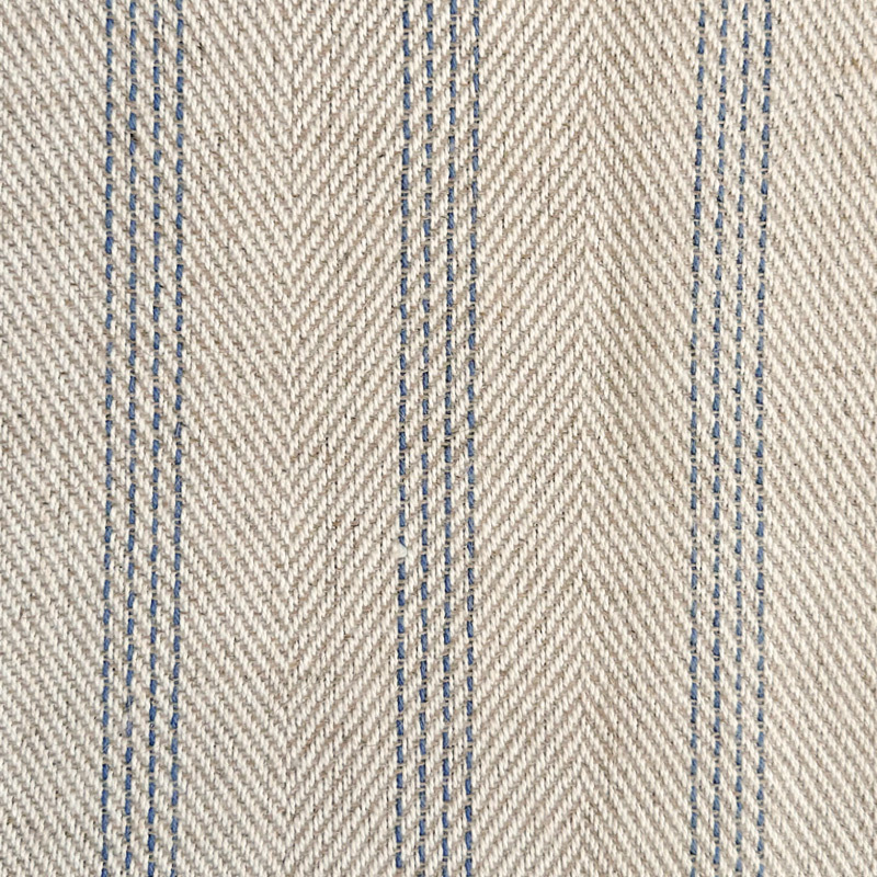 Blue Stripe Linen Cotton Fabric, Hand Woven for Cushions and Bedheads, Multi Twill