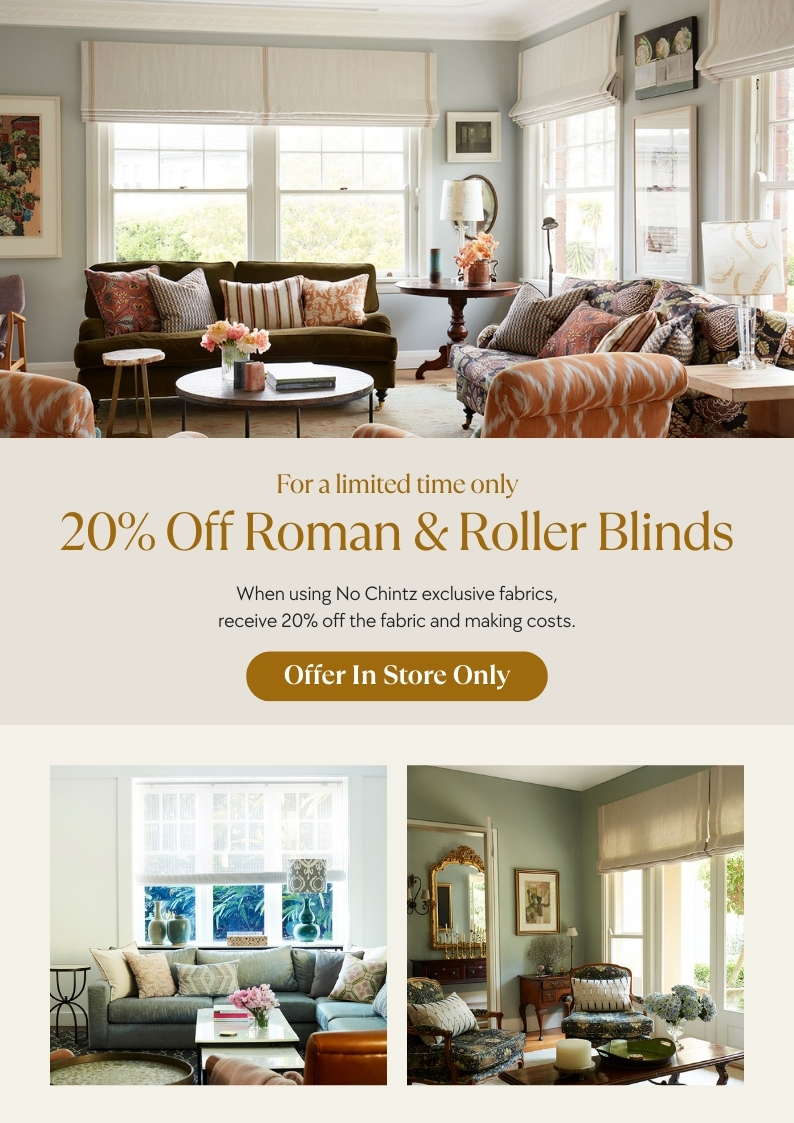 20% Off Roman & Roller Blinds