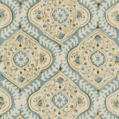 Bibi Kala Linen Print Fabric - Sky