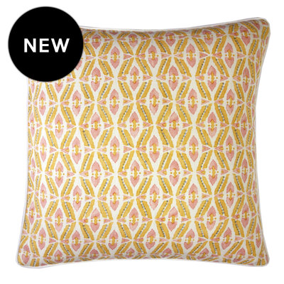 Leap Frog Battenburg with Ruff Blush Piped Cushion Cover - 55cm