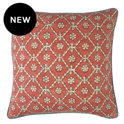 Khiva Rose with Clarion Charcoal Piped Cushion Cover - 55cm