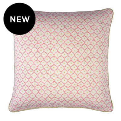 Buttons Pink Icing with Ruff Coral Piped Cushion Cover - 50cm