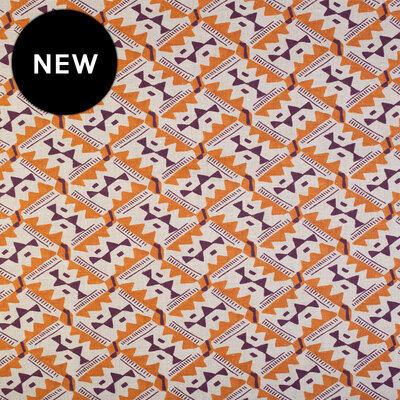 Anna Spiro Safi Linen Fabric - Plum on Orange