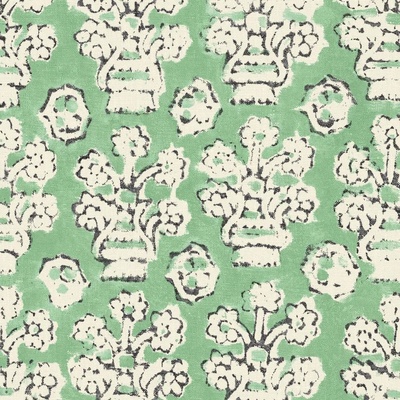 Bibi Shirin Linen Print Fabric - Jade