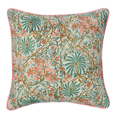 Kerala Garden Aqua Cushion Cover - 50cm