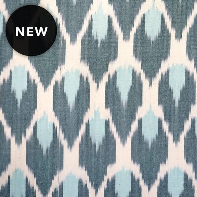 Maya Hand Woven Ikat Cotton Fabric - Light Denim