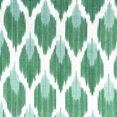 Maya Hand Woven Ikat Cotton Fabric - Light Jade